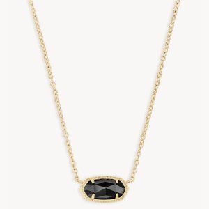 Kendra Scott Elisa Gold Pendant Necklace in Black Opaque Glass